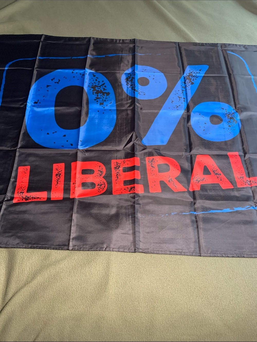 NWOT 0% Liberal flag. Black, blue and red. Nylon. 58” x 35.5”.